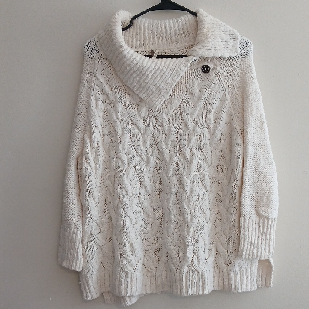Free People Cream Cowl Neck Sweater